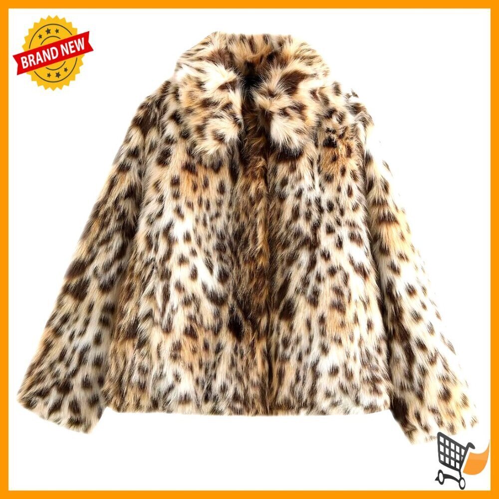 Faux Fur Crop Jacket Oversized Y2K Chic Cozy Winter Sherpa Coat with Pockets